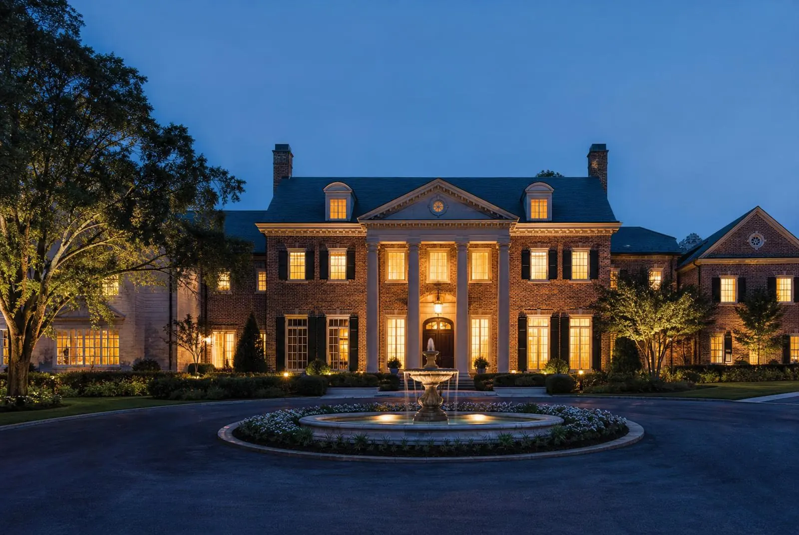 Interior of The Palisades Country Club clubhouse with a stone fireplace