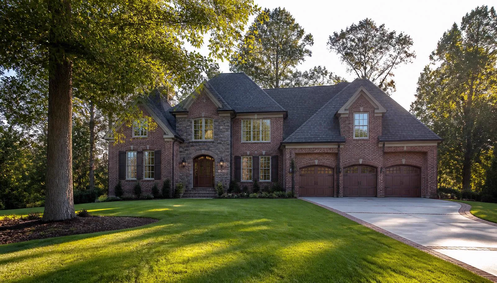 Four-sided brick two-story home with three-car garage in Bear Creek